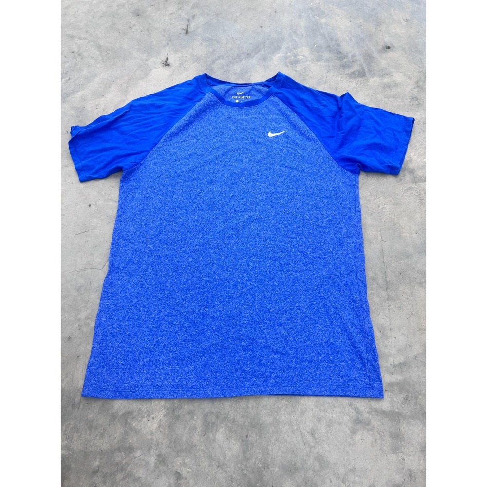 Nike Swim T-Shirt Mens Large Heather Blue Raglan Short Sleeve Rash Hydroguard